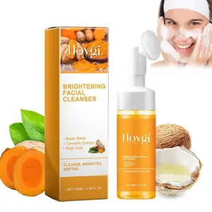 Turmeric Brightening Solid Facial Cleanser - 100ml, Hydrating, Deep Facial Cleansing, Moisture-Locking Formula with Pore Control, for Oily Skin Types, Acne/Pimples/Blackheads Care, Daily Adults Skincare, Single Item