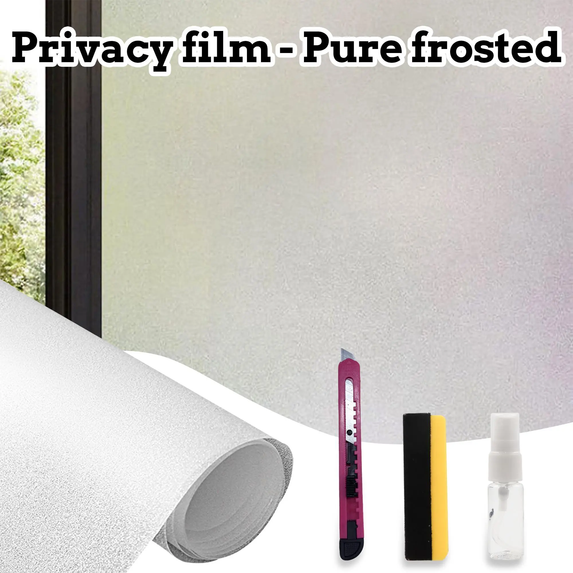 1 Count Window Film Privacy Static Cling, Day and Night Privacy Blocks Prying Eyes, Lets Natural Light In, UV Blocking Heat Control for Home Office