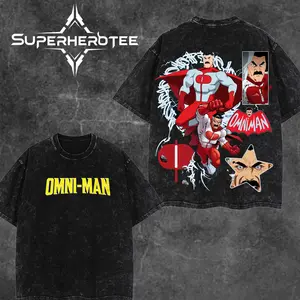 [ superhero tee ] Omni Man v4.5 Invincible Retro Vintage Menswear Gift movie fans Top Apparel Classic Oversized Seamless Simple Straight Man Clothes Cotton designer shirts, graphic tees, men gifts, ,Graphic Streetwear T-shirt tees  good tshirt