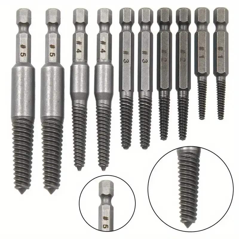10-Piece High-Torque Heavy Duty Screw & Bolt Extractor Set: Manual Hand Tap Remover Tools for Multi-Sized Stripped Screws & Broken Bolts - No Electricity Needed Hardware Screw Extractor Kit