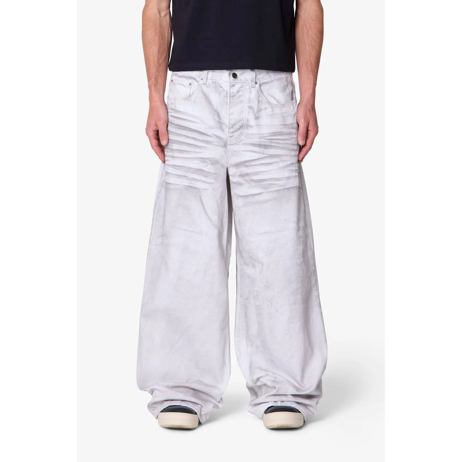 mnml Ultra Wide Stained Denim - White