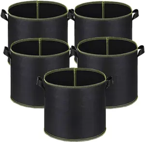 5-Pack 10 Gallon Grow Bags Heavy Duty 300G Thickened Nonwoven Fabric Pots Plant Grow Bags with Handles