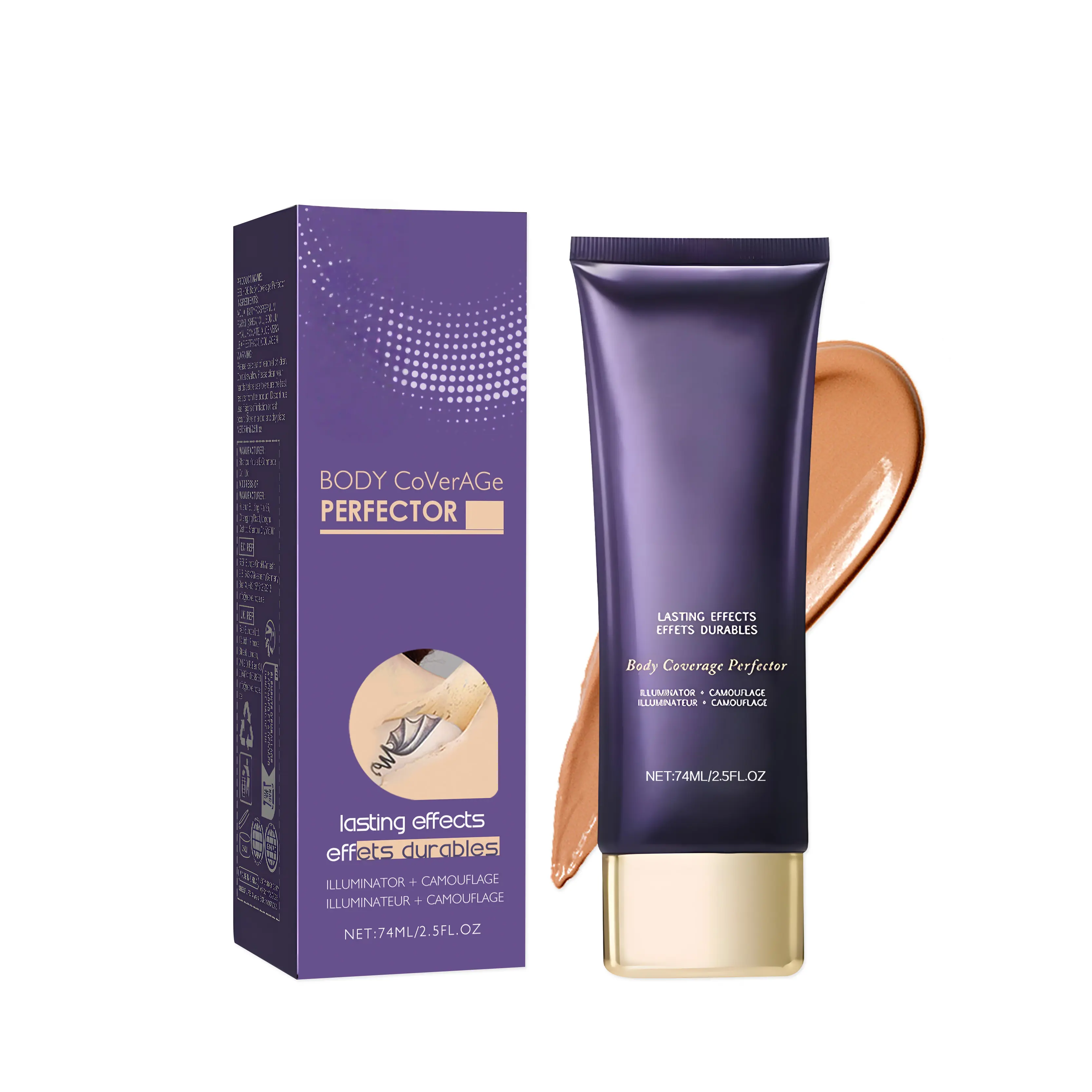 Full Coverage Body Concealer & Tone Corrector Cream - Waterproof Long-Lasting Body Makeup to Cover Tattoos, Scars & BlemishesFlawless Body Makeup, Concealer For Scars, Spots, Veins, Tattoos And More Blend Cosmetic Tattoocover glitter bombshell package