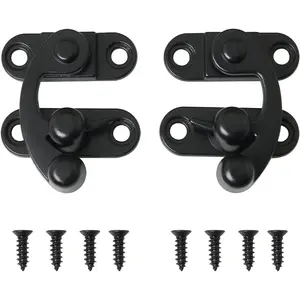 2pcs Antique Hook Hasp Latch Black Padlock Lock for Jewelry Box Cabinet Toolbox Suitcase