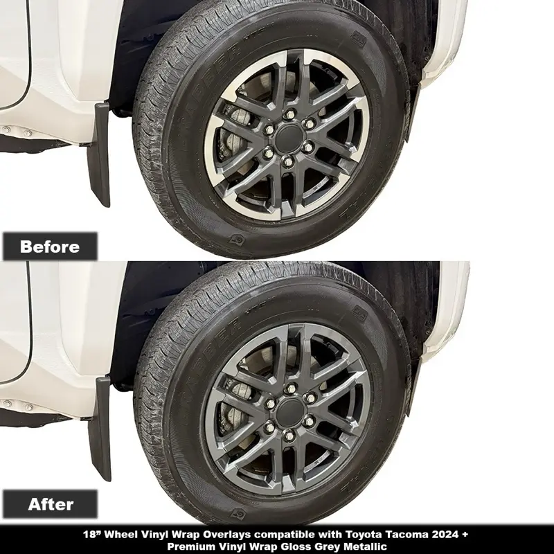 Crux Motorsports 18″ Wheel Vinyl Wrap Overlays Matte Black compatible with Toyota Tacoma TRD Sport 2024+