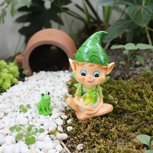 2pcs Fairy and Frog Resin Figurines, Cute Hand Holding Dinosaur Egg Design, Perfect Outdoor Statue Decoration for St Patrick's Day, Garden Ornaments