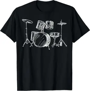 Cotton Graphic Tees Streetwear Drum Kit Drummers Gift Musical Instrument TShirt Music Rock T-Shirt