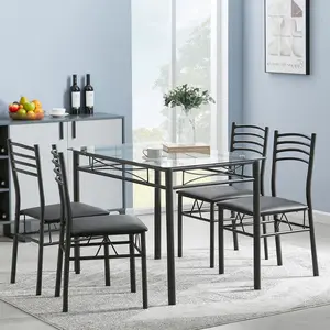 Dining Set Includes Table and Chairs for Kitchen | Black Frame