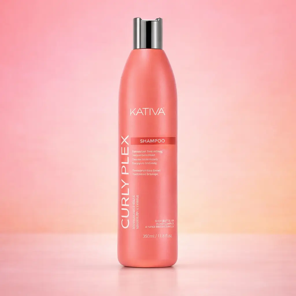 Kativa Curly Plex Sulfate-Free Haircare Shampoo, 12oz - Gentle Nano-Bond Complex Cleanser for Curly Hair, Blends Natural Ingredients, Shea Butter & Linseed to Define Curls, Repair Strands & Boost Moisture