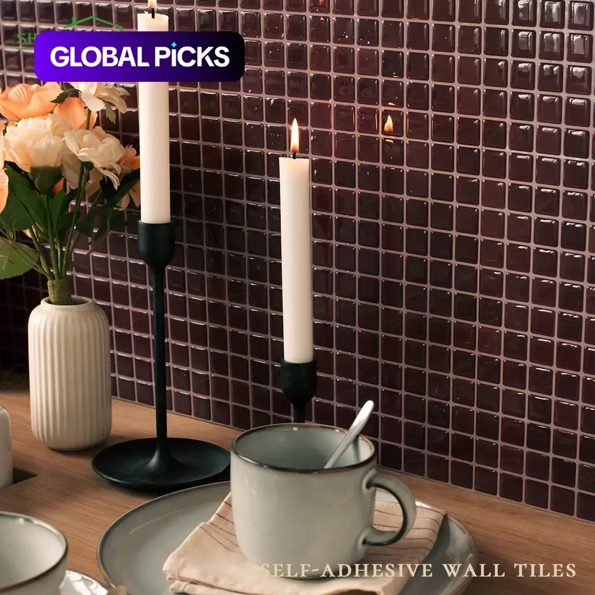 10 Sheets SHINYHOME Self-Adhesive Waterproof & Oil-Proof Removable Decorative Backsplash Tiles, Peel & Stick Wallpaper-like DIY-Friendly Renovation Panels for Kitchen, Bathroom, Interior Walls #GLOBAL PICKS