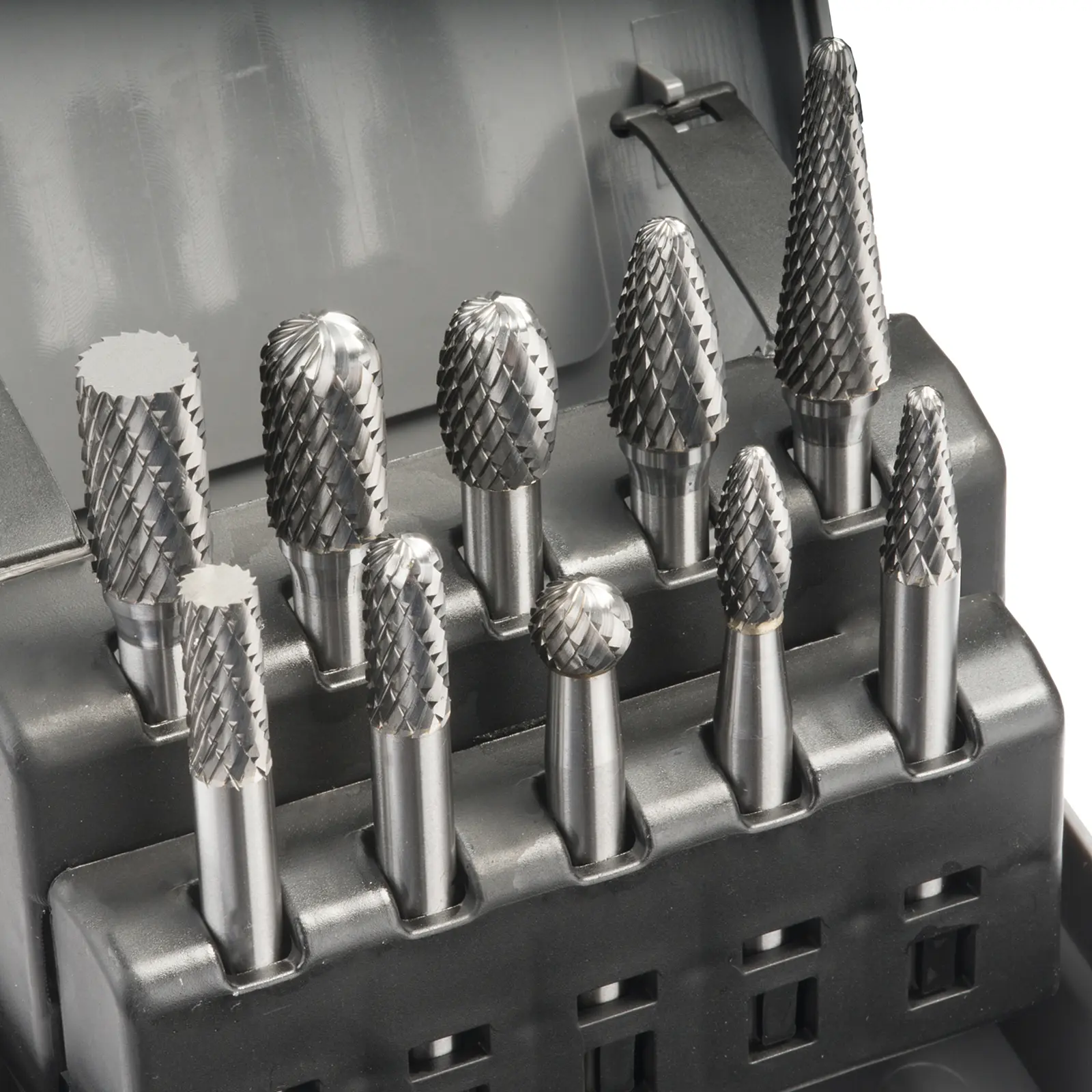 Carbide Burrs Set 10pcs, Double Cut Solid Carbide Rotary Burr Set 1/4" Shank for Die Grinder Drill,Metal Carving, Polishing,Engraving,Drilling by LU&MN