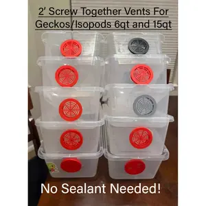 5CT 2" Screw Together Vents for 6 and 15QT Gecko and Snake Tubs No Sealent Required