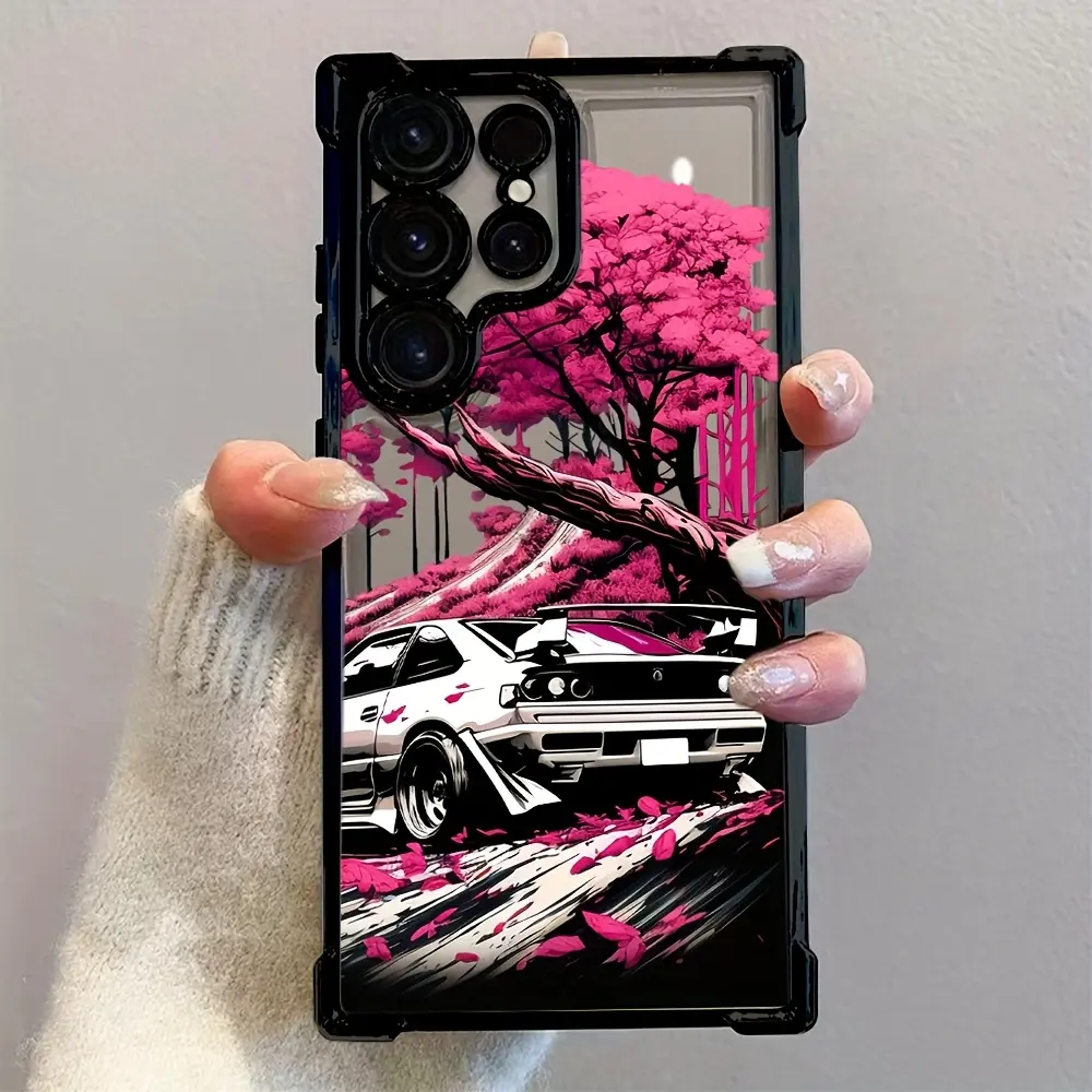 Cool JDM Drift Car Phone Case for Samsung Galaxy S25/S25Ultra/S25Plus/S24/S24Ultra/S24Fe/S23/S23Ultra/S23Fe/S22/S22Ultra/S21Fe/S21/S21Ultra/S20Plus/S20/S20Ultra/S20Fe/S20+/S10, Drop-Proof, Transparent, Stylish, Anti-Fouling And Wear-Resistant