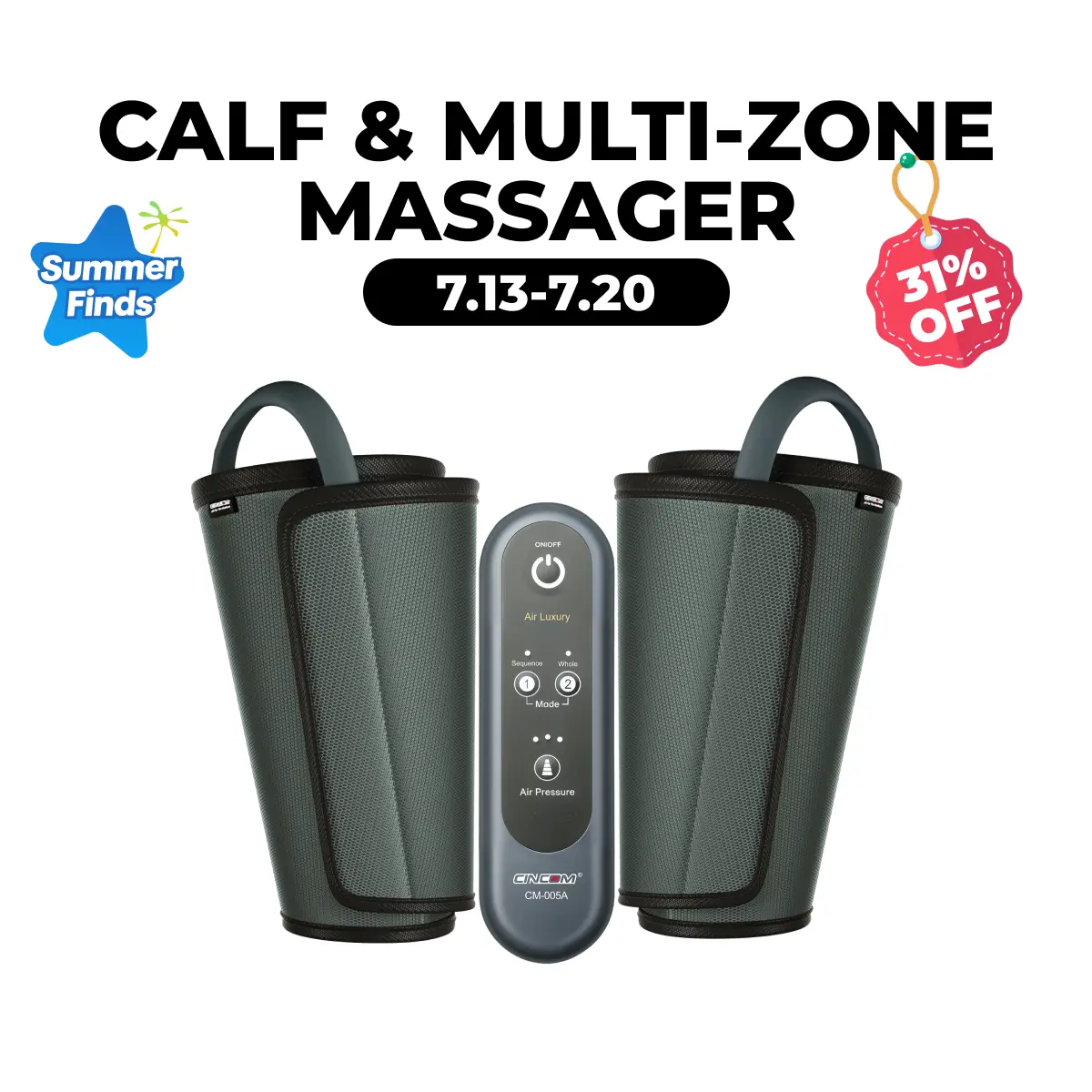 CINCOM Calf Massager - Multi-Target, Portable, Vibration Massage Device with Adjustable Fit, Customized Settings for Optimal Relaxation, Ideal Gift for Mother's Day, Birthdays, Multi-Target Massage Devices, Portable Massage Devices,summerwins summerwins