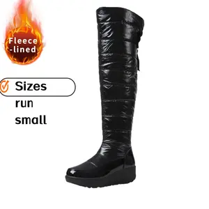 Women's Winter Thigh High Boots Thick Sole Warm Velvet Lined Over The Knee Boots for Comfortable and Stylish Wear Rubber Material
