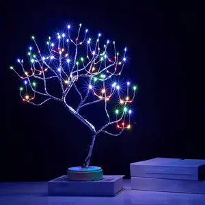 LED Tree Shaped Night Light, USB/Battery Powered Desktop Bonsai Tree Light, DIY Artificial Tree Light, Suitable for Bedroom Desktop Party Decoration