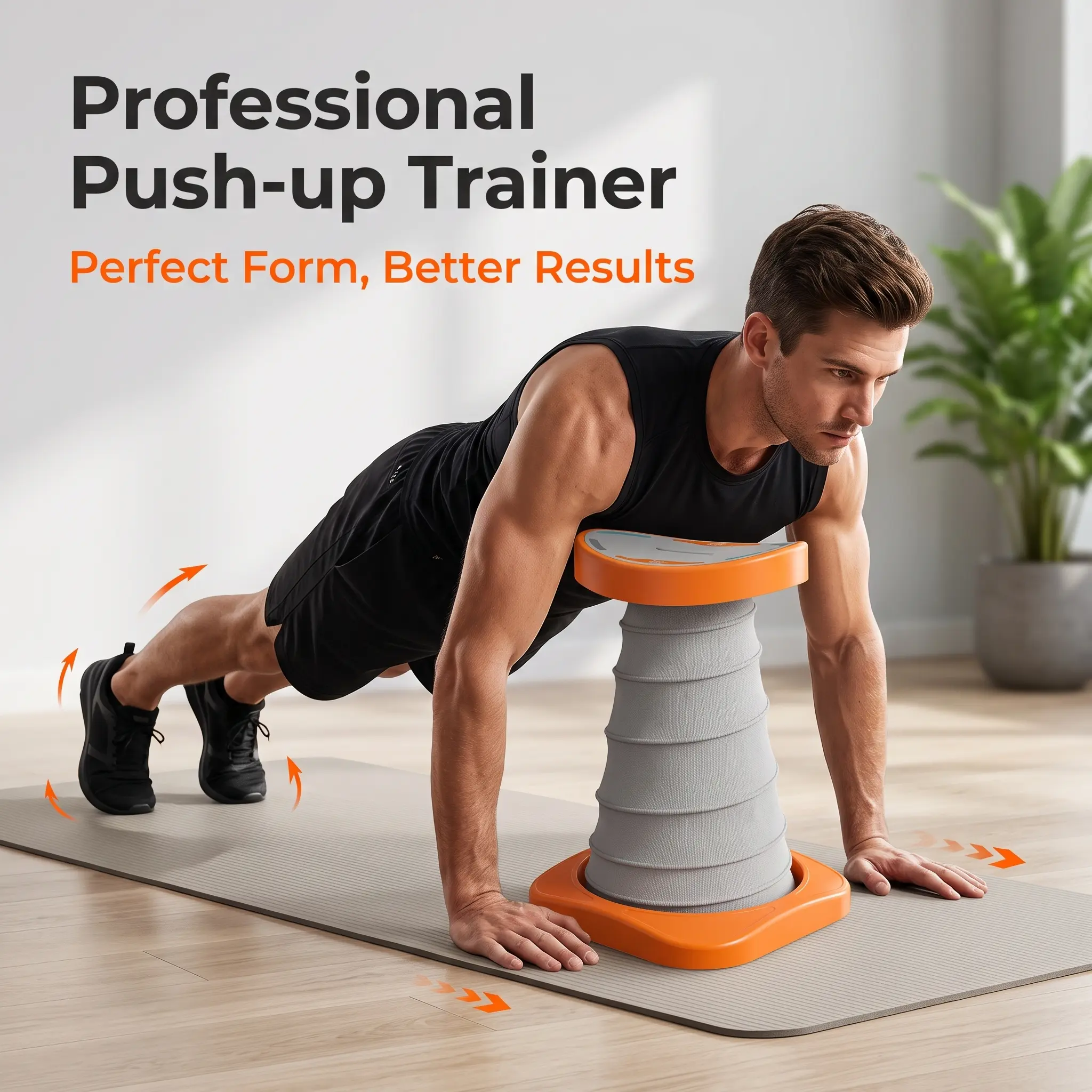 Compact Spring Rebound Push Up Trainer for Beginners, Multi-Grip Board with a High-Strength Elastic Spring and Anti-Slip Base for Home Gym Chest Workouts, Chest Workout, Multi-Grip Mode
