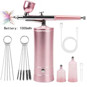 Cordless Airbrush Kit with Compressor, Rechargeable Handheld Airbrush Gun Kit, Portable Mini Airbrush for Makeup, Facial Beauty, Nail Art & More
