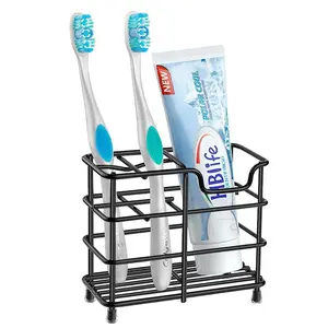 Toothbrush Holder, Standup Brush Holder, 1 Count Stainless Steel Toothbrush Storage Rack, Bathroom Toothbrush Organizer, Multifunctional Bathroom Gadgets