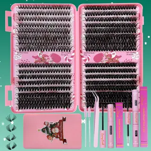 Xmas Give Away Diy Lash Cluster Kit 30D40D50D60D Mixed C curl D curl Eyelashes Soft Comfortable Lash Eyelashes Extensions Kit for Home Eye Make Up Cosmetic Use for Everyday