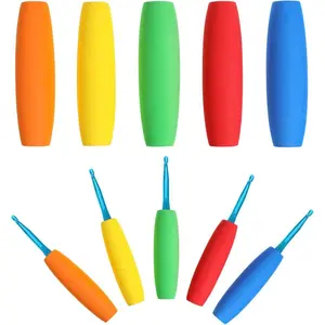 5PCS Crochet Hook Grips, Ergonomic Crochet Hook Grip for Crocheting and Knitting, Soft Removable Crochet-Hooks Handle for 2mm to 10mm Hooks