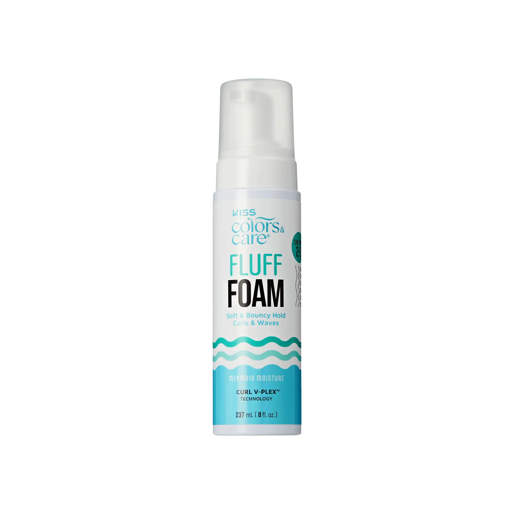 Kiss Colors & Care Fluff Foam Hair Mousse, Soft & Bouncy Hold - 8 fl oz