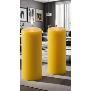"Natural Mosquito Repellent Candles - Set of 2 Indoor/Outdoor Citronella Flameless Lights - 6 Inch Tall Pillar Wax Warmers - 3 Inch Thick Long-Lasting Scented Decor" Aroma Decorative Fragrance Wick Ornaments Decoration Perfume