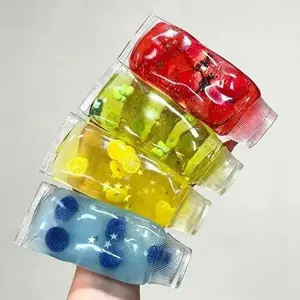 Cute Squeeze Fruit Jam Bottle Stress Toy – Handheld Squeeze Sensory Fidget, Fun Squish Toy for Kids & Adults, Stress Relief, Fruit-Shaped Gel Balls, ASMR Tactile Sensation