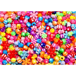 Super BRIGHT Bead Grab Bag - Cute Lot of Plastic Beads - great for kandi, ispy, sensory crafts, jewelry making - 200 pcs