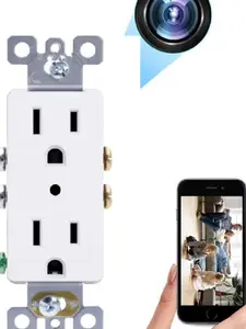 4K WiFi Mini Camera Duplex Receptacle Wall Outlet Motion Detection for Home and Office Security Parental Monitoring of Underage Children