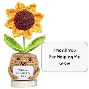 Handmade Positive Sunflower Doll, 1 Count Crochet with Card, Thank You for Helping Me Grow, You are a Truly  Marvelous  Human Being , Gifts From Students to Teachers, Birthday, Graduation Season, Thank You Gift for Family, Friends, Thanksgiving, Christmas