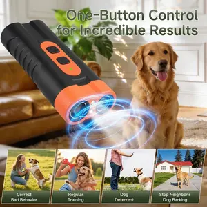 Mkulng Dog Bark Deterrent Device, Portable Training Aid, 3x Sonic Emitters, Ultrasonic Anti-Barking, 23ft Range, Stops Barking Indoors & Outdoors