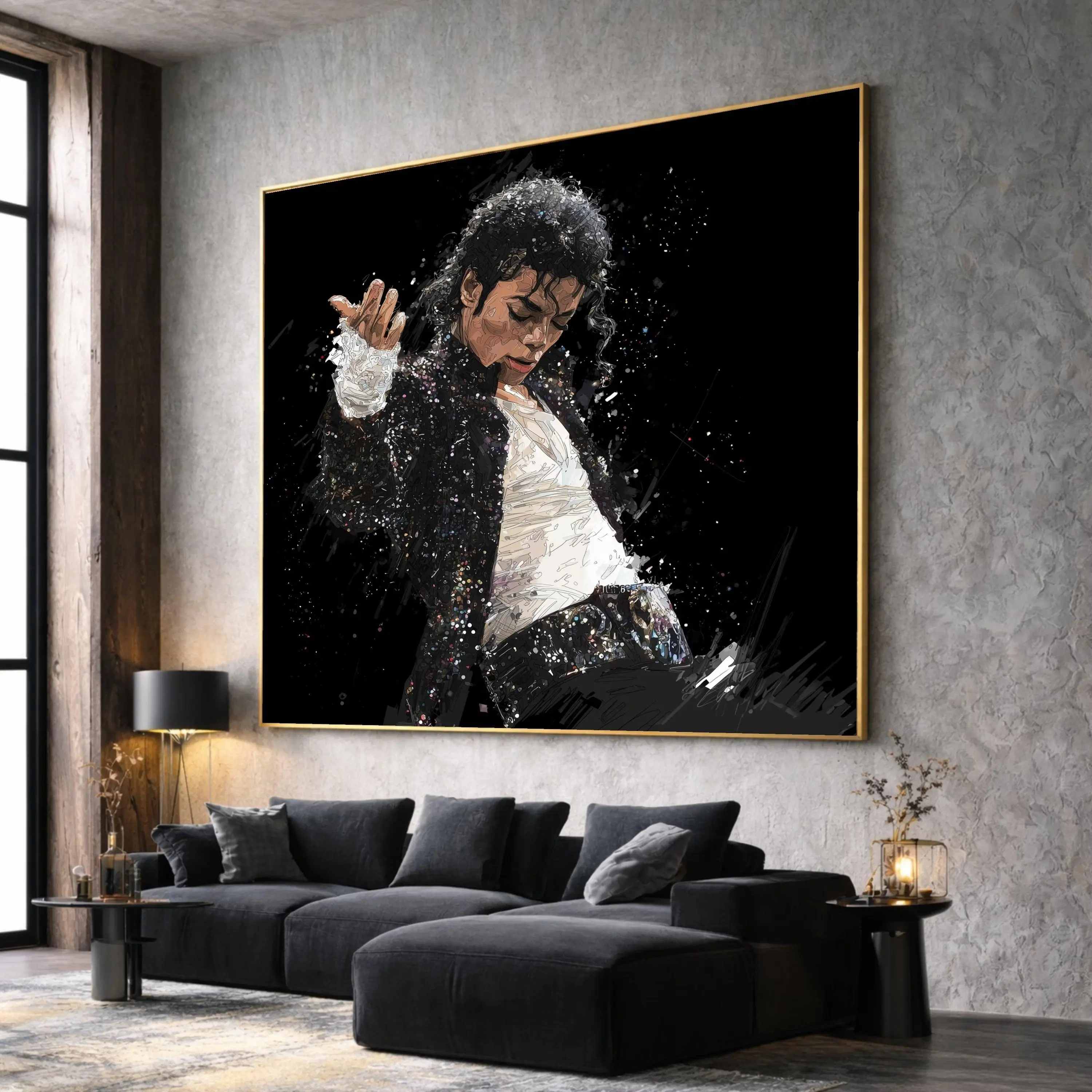 [SALE UP TO 45%] Michael Jackson Tribute , Pop Legend Wall Art, Music Icon Portrait, Dance Pose , Black Background Art, Home Decor Decoration