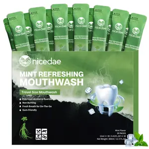 nicedae Travel Size Mouthwash Portable Packets Alcohol-Free & Fluoride-Free Fresh Mint Mouth Wash 30 Individual Wrapped Cruise Essentials