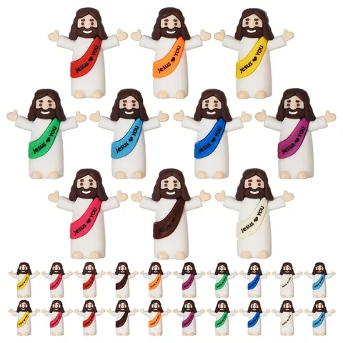 30/50 Mini Jesus Jesus Loves You Rubber Figurines, Tiny Jesus Ornament Decor Perfect for Hide-and-seek with Easter Eggs, Ideal Gifts for Religious Parties and Christenings, Religious Ornaments, and Versatile Religious Decorations, Religious Home Decor