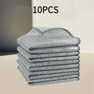 Premium Scrubbing Wire Dishwashing Cloth 10pcs Multipurpose Non-scratch Cleaning Rags for Kitchen & Household Items Ready to Use Pack