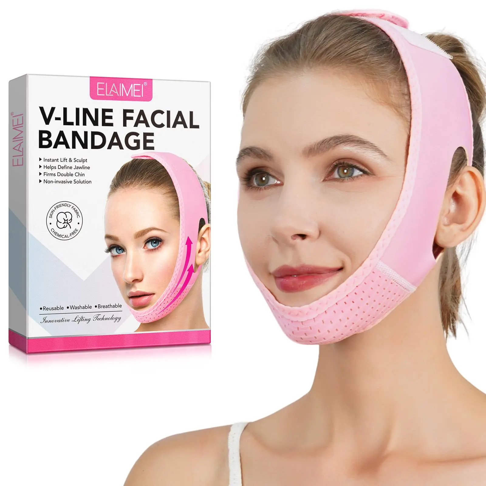 Elaimeiv Face Mask, V Line Lifting Facial Skincare, Tightening & Solution, Natural Instant Lift for Younger Looking Skin, Lightweight