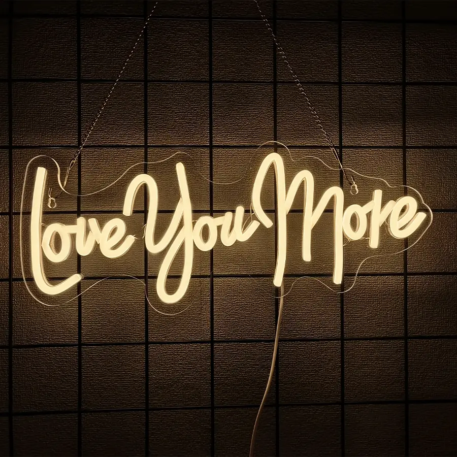 I Love You More Neon Signs Led Neon Lights Romantic Words LED Light Sweet Couple Signs Birthday Valentines Day for Her-Girlfriends or Wife Wedding Engagement Party Wall Decoration Decorative Neon Light