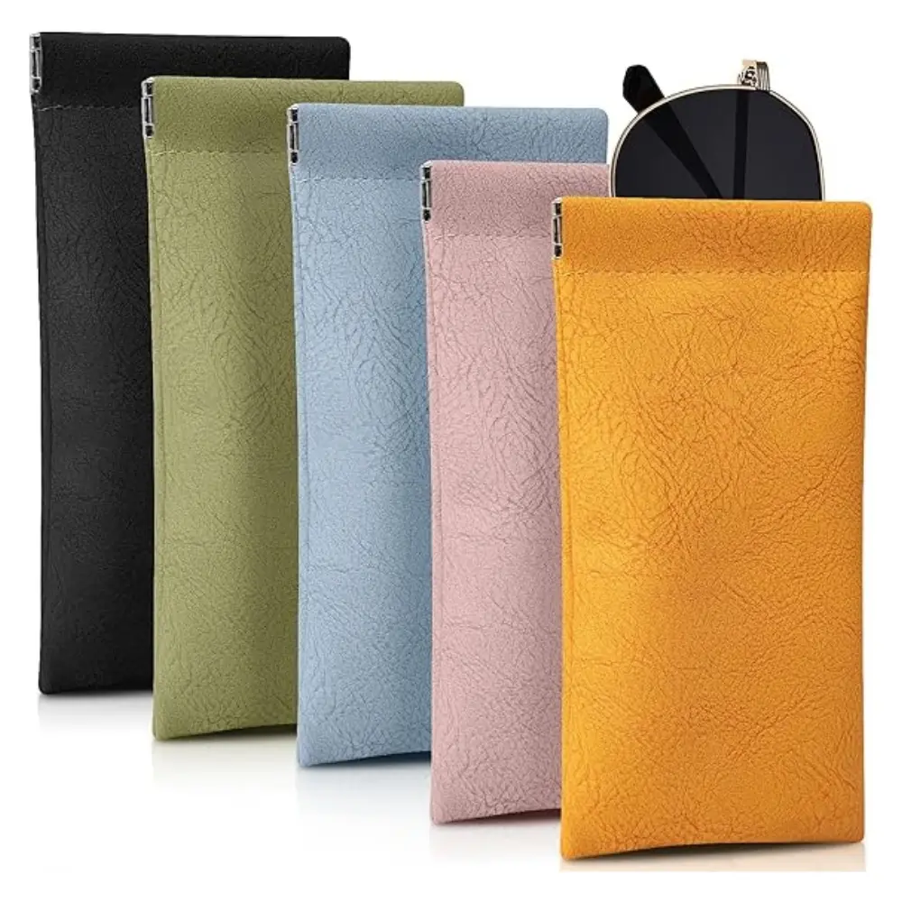 5PCS PU Leather Glasses Case, Portable Glasses Storage Bag, Glasses Protective Bag,Fashionable Glasses Bag, Storage Bag for Women, Glasses Storage Device, Glasses Accessory