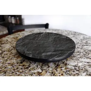 Sturdy Round Wood Lazy Susan - Slate Design, 3 Different Sizes - Tableware for Kitchen Table Top, Handcrafted in USA, Room Decor