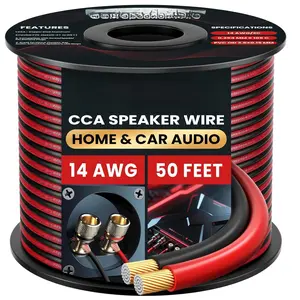 14 Gauge Speaker Wire 50  - 2 Conductor CCA Clear Audio Speaker  for  Theater &  Stereo with 1FT Markings