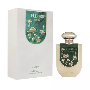 RIIFFS Fluerie Emerald Green Extrait de Parfum Spray - 3.4 fl oz (3-3.9 fl oz), Citrus Aromatic Oriental Fragrance with Lemon, Orange-Scented, Spiced, Fruit-Based Aromatic Unisex Beauty Perfume with Vanilla Base, Aromatic Unisex Fragrance