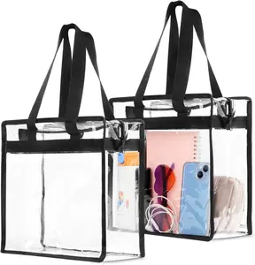 Clear Bag for Stadium Events Approved, 12x6x12 Large Transparent Tote, Clear Bag for Gym Concert Sports