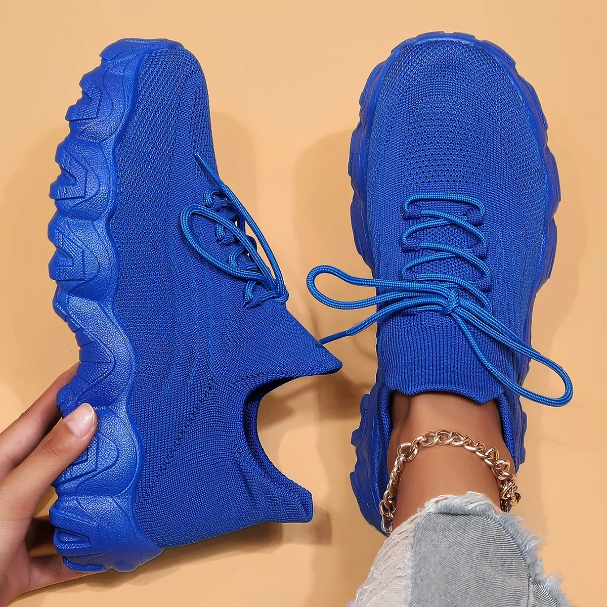 STUNAHOME Women's 2024 Fashion Colorblock Sneakers, Lace Up Low Top Shoes for Women, Breathable Comfortable Sports Running Shoes, Contrast Mesh Designer Shoes for Fall 2024, Fall Outfits, Fall Freshness Outfits Mesh Shoes Footwear Sole