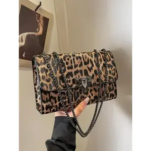 FashionLeopardPatternShoulderBag,CasualPuLeatherFlapBagforWomen,TrendyAll-matchCommuterBagforDailyUsed(Sheets)