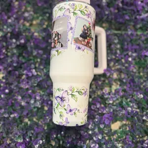 Tumbers and T-shirts with Floral Design and Photo Insert Feature