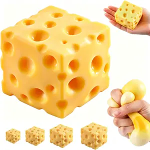 Cute Cheese Squishy Toy, Slow Rising Simulation Cheese Stress Relief Toy, Soft TPR Squeeze Toy for Anxiety Relief, Fun Desk Fidget Toy for Kids & Adults, Ideal Party Favor & Gift