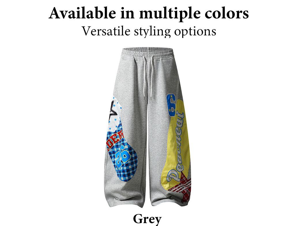 TELLFUN--Men's Low-Waist Y2k Grunge Barrel Sweatpants - Baggy Fit, Loose-Fitting Wide-Leg, Graphic Print Activewear with Adjustable Drawstring for Teens TELLFUN--Men's Low-Waist Y2k Grunge Barrel Sweatpants - Baggy Fit, Loose-Fitting Wide-Leg, Graphic Print Activewear with Adjustable Drawstring for Teens