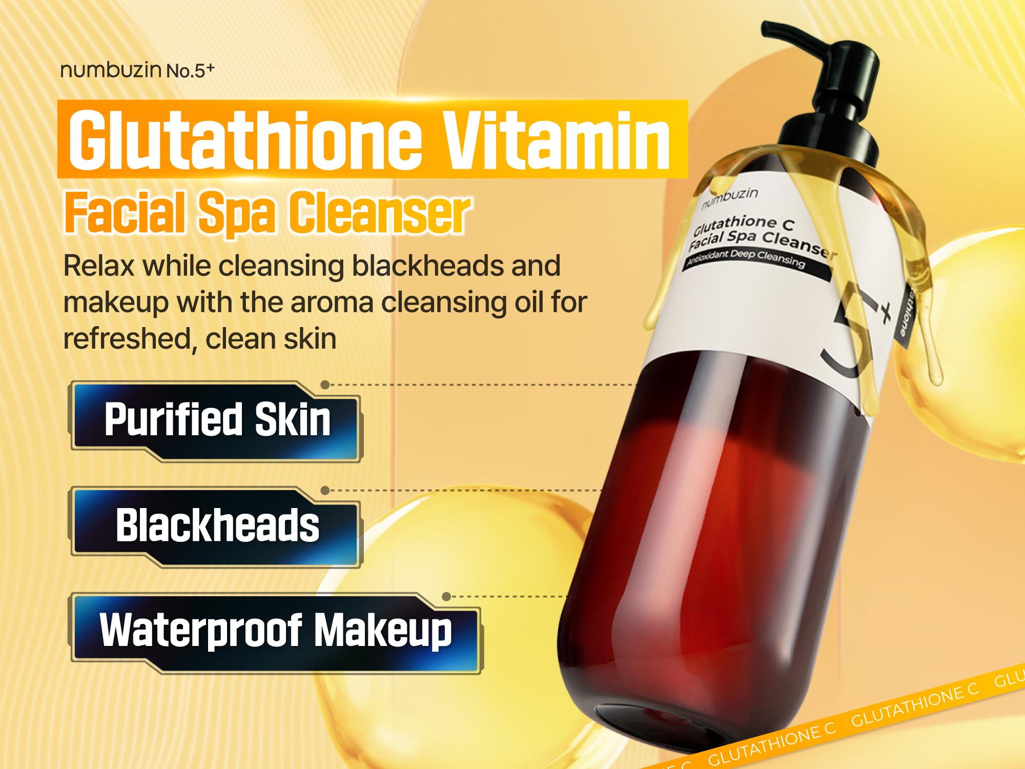 [numbuzin official shop] No.5 Cleansing Oil | Glutathione C Facial Spa Cleanser | Gentle Cleanser for Blackhead, Pore, Makeup Remover | Vitamin C, Niacinamide | Double Cleansing | 6.76 fl. oz.