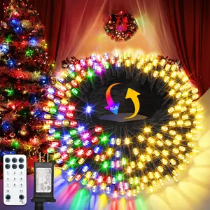 Dreamland 300LED 100FT Outdoor Light String with Remote Control, Multicolor Warm White Fairy Light 8 Modes Timer Waterproof for Holiday Party Christmas Tree, Wedding and Party Decoration Led lights